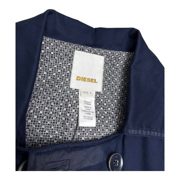 DIESEL Luxury Designer Navy Blue Cotton Light Trench Jacket Womens Large - Picture 4 of 10